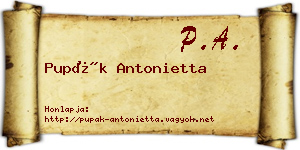 Pupák Antonietta névjegykártya
